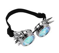 Haofy Lunettes Steampunk Lunettes Kaléidoscope avec Lentille en Cristal Arc-en-ciel Repose-nez Réglable Bande élastique pour Halloween Cosplay Parties Design élégant Crée un Visuel Vif (Argent
