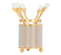 Haofy Mini Ensemble de Cuillères à café, Cuillères à café en Alliage de Zinc doré avec Support en Verre Strass, 6 Pièces pour Mélanger le Sucre, Expresso, thé, Dessert, Utilisation à la Maison, Bar