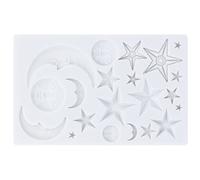 Haofy Moule à Fondant en Silicone, Cuisson Antiadhésive à Dégagement Facile avec Motifs de Visages d'étoile et de Lune, Plateau de 7,68 X 4,76 Pouces pour la Décoration de Gâteaux, la Fabrication de