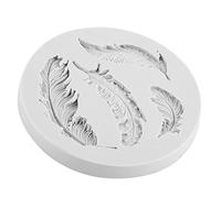 Haofy Moule à Plumes en Silicone, 4 Cavités, pour Bonbons au Chocolat, pour la Décoration de Gâteaux, avec Plateau Rond de 4,3 Pouces, Résistant à la Chaleur, 356 °F, Facile à Démouler et à