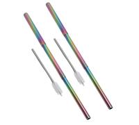 Haofy Pack de Pailles Télescopiques, Paille Métallique Pliable Durable pour café glacé et Boissons pour Adultes, Acier Inoxydable 304, 2 Pièces