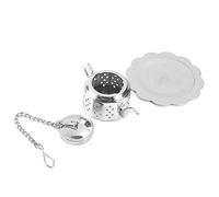 Haofy Passoire à thé en Acier Inoxydable, Mini Infuseur à Théière avec Bouton d'ouverture Facile, Crochet à Chaîne, Plateau d'égouttage de 2,4 Pouces pour la Maison, le Bureau, le Salon de thé, le