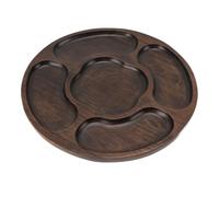 Haofy Plateau de Service en ébène Plateau Rond en Bois divisé de 10,2 Pouces avec Poignées pour Collations, Apéritifs, Séparation des Fruits, Conception Simplifiant le Service des Réunions de Fête,