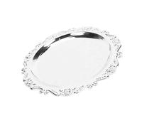 Haofy Plateau de Service gravé Floral Plateau en Fer argenté Vintage pour Collations Fruits Whisky avec Design Rétro pour Cuisine Maison Buffet de Fête (20cm)