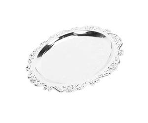 Haofy Plateau de Service gravé Floral Plateau en Fer argenté Vintage pour Collations Fruits Whisky avec Design Rétro pour Cuisine Maison Buffet de Fête (20cm)