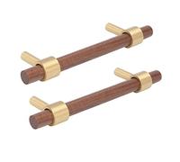 Haofy Poignées D'armoire en Bois et Laiton, Boutons de Tiroir Pratiques pour Placards, 2 Ensembles 1,5 X 3,8 X 5, Pouces
