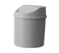 Haofy Poubelle de Bureau Compacte Grise, Mini Poubelle en Plastique avec Couvercle Pivotant en Acier Inoxydable, Corbeille à Déchets de Comptoir de 1,5 L pour Bureau, Cuisine, Salle de Bain, Chevet