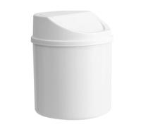Haofy Poubelle de Bureau Compacte Grise, Mini Poubelle en Plastique avec Couvercle Pivotant en Acier Inoxydable, Corbeille à Déchets de Comptoir de 1,5 L pour Bureau, Cuisine, Salle de Bain, Chevet