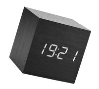 Haofy Réveil Cube, Horloge de Bureau Numérique LED MDF avec Commande Vocale, 3 Niveaux de luminosité, Affichage de l'heure et de la Température, alimenté par USB ou par Batterie pour étagère de
