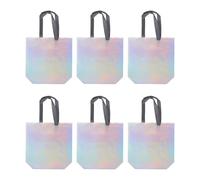 Haofy Sacs Cadeaux en Toile, Sacs Fourre-tout Réutilisables Brillants Non Tissés, Paquet de 10, Texture en Relief de Paillettes Métalliques, Grande capacité avec Poignées, pour les Fêtes, les (SILVER)