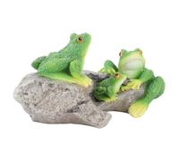 Haofy Statue de Grenouille en Résine, Adorable Figurine de Grenouille Résistante aux Intempéries, pour Patio Intérieur Extérieur, Cour, sans Danger pour Les Familles (Grenouilles sur la Pierre)