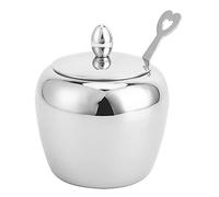 Haofy Sucrier en Acier Inoxydable 304 avec Couvercle et Cuillère de 8,4 Cm de Diamètre pour Station de café, thé, Sel, Récipient Antirouille Finition Miroir, Passe au Lave-vaisselle,