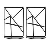 Haofy Support de Livre à Géométrie Solide, Serre-Livres en Métal Durable Absorbant les Chocs pour Organiser les Livres, les Magazines, L'école de Bureau, 2 Pièces Noir