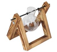 Haofy Support de Vase de Jardinière en Verre de Bureau avec Support en Bois, Décoration de Bureau à Domicile au Design Vintage, Parfait pour L'arrangement Floral, la Cuisine, Le café (rétro
