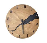 Haofy Vintage Horloge Murale en Bois craquelé Grande Horloge Ronde Silencieuse Rustique Décor Maison Salon Bureau