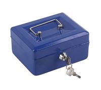 HAOHIZE Coffre-fort, coffre-fort de rangement avec serrure à clé, ignifuge et étanche, coffre-fort de sécurité, mini coffre-fort portable en fer verrouillable pour argent liquide (Petit Bleu)