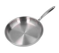 HAOHIZE Poêle à Frire, Poêle à Frire en Acier Inoxydable Épaissi en Acier Inoxydable 304 Non Revêtu 3 Couches Poêle en Acier Inoxydable pour la Cuisson des Omelettes (30cm)