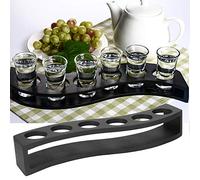 HAOHIZE Verres à Shot Porte-Cocktail, Support de Verre à Shot 6 Trous Pagaie de Boissons en Bois Plateau de Service de Verre à Shot Noir Support de Plateau de Verre à Shot (Agujero S6 negro)