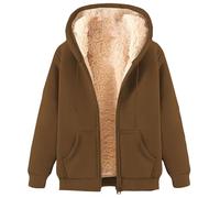 HAOLEI Veste Polaire Femme Sweat à Capuche Sweatshirt avec ZippéE Couleur Unie Veste d'hiver Chaud Sherpa Manches Longues Manteaux Poche Blouson Thermique Sweat Grandes Tailles Manteau Jacket