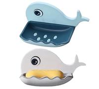 Haowul 2 Pcs Porte-Savon Plat De Savon pour Douche Mignon Mur De Baleine Mur-Drainage Éponge Éponge pour Douche pour Salle De Bain Baignoire De Cuisine Lavabo De Cuisine