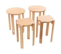 Haoxuesen Tabouret Empilable 4 Bois Massif Cerisier 4-en-1, Tabouret Rond | Multifonctionnels Coussinets De Pieds, Utilisés Comme Repose-Pieds Tables Basses Tables D'appoint Chevet