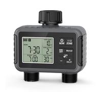 Haozee Ordinateur d'irrigation 2 sorties, minuterie d'arrosage de jardin avec retard de pluie/mode automatique et manuel, IPX5 étanche/grand écran LCD, contrôle de l'arrosage