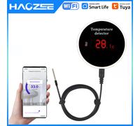 Haozee Tuya Thermomètre WIFI intelligent avec sonde de température externe Charge USB ou batterie rechargeable With temperature 1M