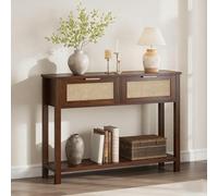 Hapihom Table console étroite avec deux tiroirs et étagère ouverte, style bohème pour entrée, couloir, salon 109 x 30,5 x 79 cm