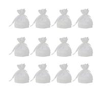 HAPINARY 12pcs Paquet à Cordon en Fil Bunchy Blanc pour Rangement Bijoux, Pochettes en Dentelle Élégantes et Respirantes, pour Emballage Présent