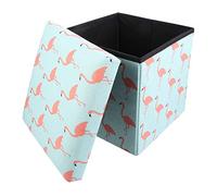 HAPINARY 1pièce Tabouret de Rangement Pliable avec Motif Flamant Siège Maison Confortable et Capacité Spacieuse Banc Escabeau Portable et Pratique