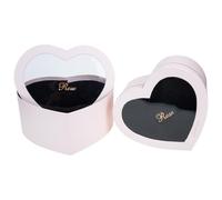 HAPINARY 2 Pièces Boîte à Fleurs de Cœur, Coffret de Fleurs avec Fenêtre, Carton Rose, pour Bouquets et Chocolats, Saint-valentin et Noël
