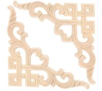 HAPINARY 2pcs Ornements en Applique de Bois Sculpté Classique pour Meubles et Tables, Panneau D'angle en Bois Naturel Non Peint, pour Décoration Murale DIY