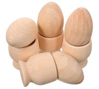 HAPINARY 4ensembles Lot de Porte-œufs Bois Non Peint Supports Forme de Tasse pour Œufs Durs et Décorations DIY Coquetiers Rustiques pour Garçon Fille Fêtes et Usage Quotidien