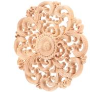 HAPINARY Applique en Bois Sculpté 15cm Non Peint, Décoration Intérieure Ronde pour Armoires et Portes, Ornement Vintage Élégant