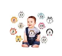 HAPINARY Autocollants Bébé Mois 12pcs en Pvc Décoratifs et Photo Props, Design Cartoon Adorable pour Baby Shower et Packaging, Stickers Autocollants Mois Bébé