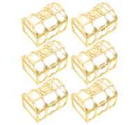 HAPINARY Boîte à Bonbons de Fête Pirate Dorée en Plastique Légère et Portable, Coffret Trésor pour Mariage et Anniversaire, Lot de 6 Pièces
