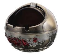 HAPINARY Cendrier Métal Rétro avec Couvercle, Cendrier d’Intérieur et Extérieur, Prévention de la Dispersion des Cendres, Idéal pour Patio et Salon, Style Européen pour Hommes