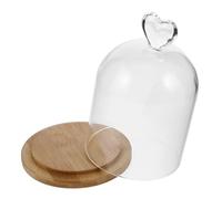 HAPINARY Cloche Design Élégant de Cœur avec Socle en Bois en Verre Transparent pour Fleurs Préservées et Bougies Parfumées pour Décoration Intérieure