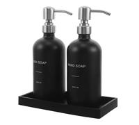 HAPINARY Distributeur de Savonnette en Verre 16,9 Oz avec Plateau en Silicone Distributeur Étanche Rechargeable pour Évier Cuisine et Salle de Bain