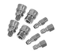 HAPINARY Kit Adaptateur 8pcs en Acier Inoxydable pour Nettoyeur Haute Pression Filetage Mâle et Femelle, Coupleurs à Connexion Rapide Argenté pour Équipement Professionnel