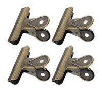 HAPINARY Lot de 4 Pinces à Bulldog en Métal Café, Clips de Charnière Vintage en Acier à Ressort, Multi-fonction pour Organisation et Affichage en Magasin ou DIY Photo