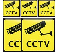 HAPINARY Lot de 5 Autocollants Jaunes Vidéosurveillance, Adhésifs Faciles à Appliquer Forte Adhérence pour Porte ou Tout Lieu Surveillé par Caméra