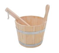 HAPINARY Louche de Sauna en Bois 5 L Poignée Ergonomique | Seau Étanche, Style Tonneau Décoratif Beige, Usage Bain et Pierres de Sauna, pour Spa Maison
