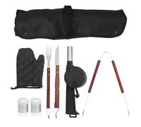 HAPINARY Outil de Barbecue en Acier Inoxydable avec Manche en Bois et Tablier Noir, Ensemble d'accessoires Barbecue pour Utilisation en extérieur