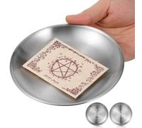 HAPINARY Plateau Rituel Rond Argenté en Fer, Lot de 2 Pièces