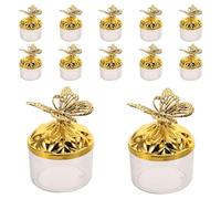 HAPINARY récipient rond pour bonbons de mariage plastique doré 12pcs 8x5,5x5,5 cm boîte à dragées avec couvercle transparent pour célébrations et invités de tous âges