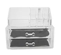 Hapivida Organisateur de Maquillage Transparent, Coffret de Rangement à Deux Niveaux avec Tiroirs pour Produits Cosmétiques et Accessoires de Beauté