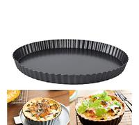 Hapivida Plat à Quiche Rond, Plat à Tarte Moule à Plat de Cuisson Cannelé en Acier Au Carbone avec Fond Amovible, Grand Moule à Tarte Antiadhésif pour la Cuisson de la Tarte, Pizza, Cheesecakes(32cm)