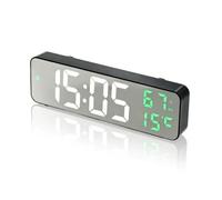 Hapivida Réveil Numérique, Horloge Numérique LED, Horloge Murale à Piles, Grand écran, Grands Chiffres, Horloge électrique à Brancher pour la Décoration de la Chambre à Coucher (Blanc et Vert)