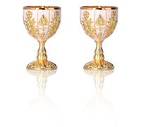 Hapivida Verres à Vin, Gobelets en Métal Dorés Vintage avec Motifs Relief 4,2x6,8 cm pour Apéritif Mariage Décoration Maison